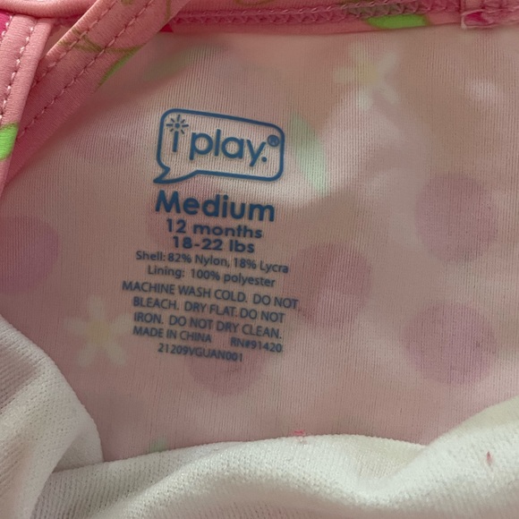 Baby Girl Pink One Piece Bathing Suit With Built-In Diaper, Size 12 Months - Picture 2 of 5